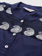 Paisley Embroidered Chikankari Navy Kurta ( JOK 1486 Navy )-JOK-1486